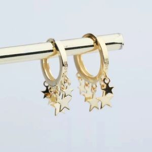 18K gold plated stars hoop earrings